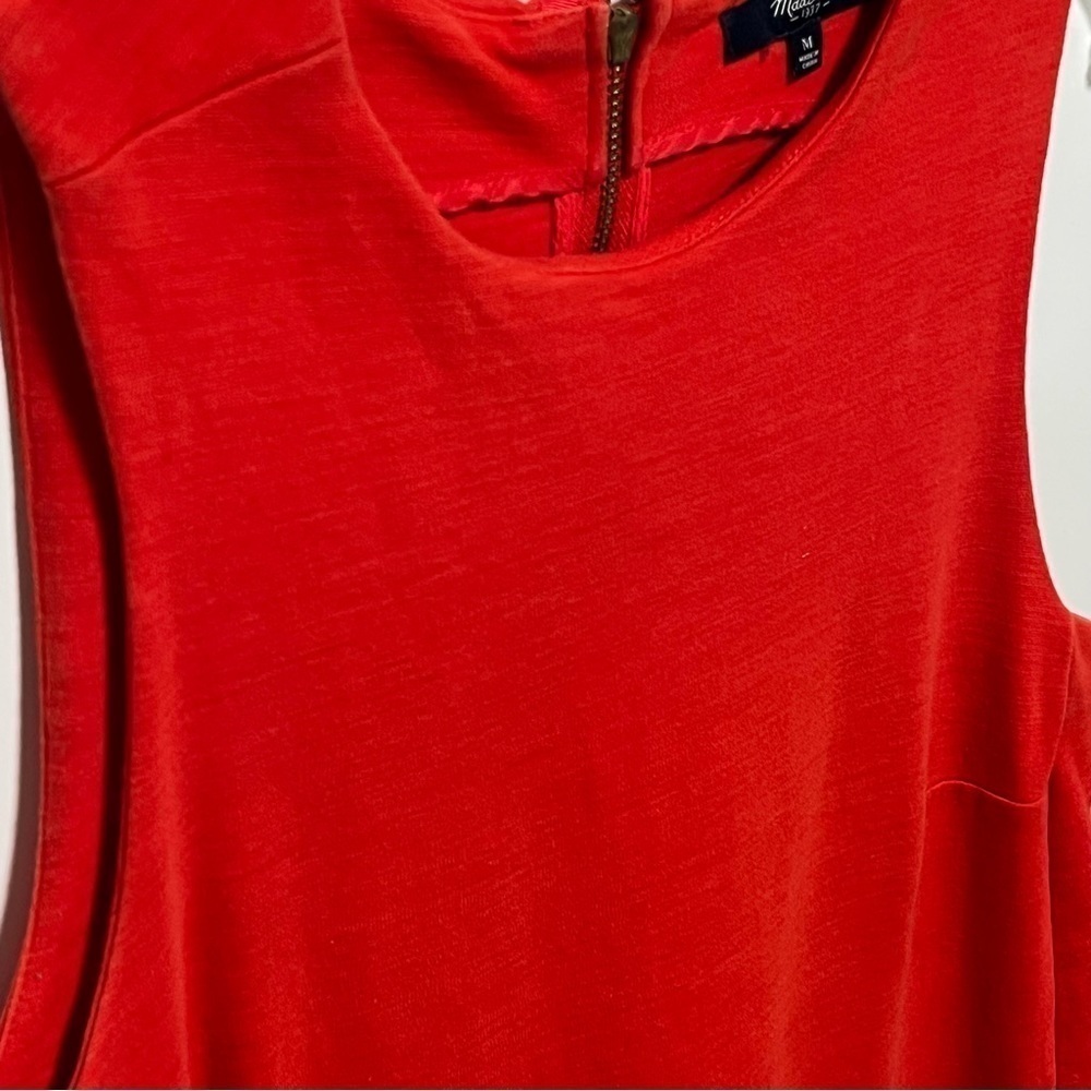 MADEWELL Fashionable Red Sleeveless Zip pockets easy wear versatile Sheath Dress - Picture 8 of 10
